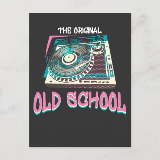 Original Old School Turntable Vinyl DJ Music Postkarte (Vorderseite)