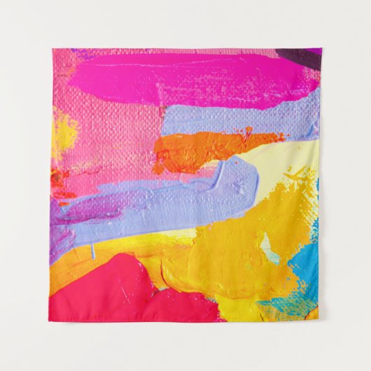 Original Ölgemälde: farbenfroh Abstrakt Wandteppich (Vorderseite (Horizontal))