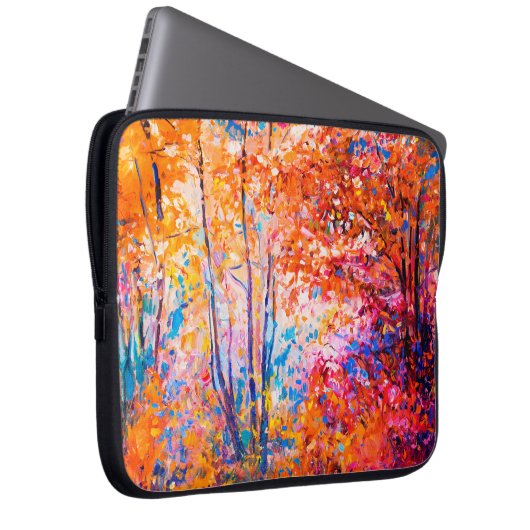 Original Ölmalerei mit schönem Herbstlan Laptopschutzhülle (Vorne Rechts)