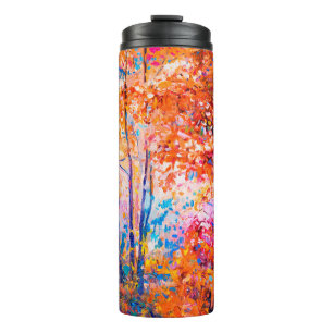 Original Ölmalerei mit schönem Herbstlan Thermosbecher
