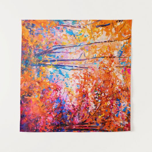 Original Ölmalerei mit schönem Herbstlan Wandteppich (Vorderseite (Horizontal))