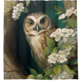 Original Owl Oil Painting Duschvorhang