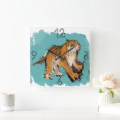 Original Painting Tiger Year Birthday SqWC3 Quadratische Wanduhr (Zuhause)