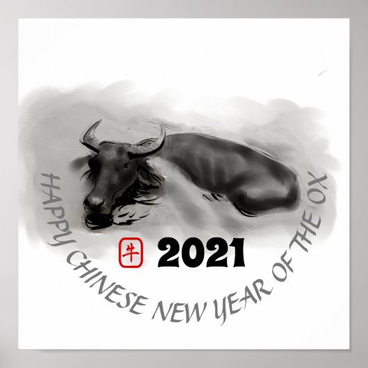 Original Painting Water Buffalo Ox New Year Poster (Vorne)