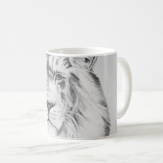 Original Pencil sketch Drawing of a Lion Kaffeetasse (VorderseiteRechts)