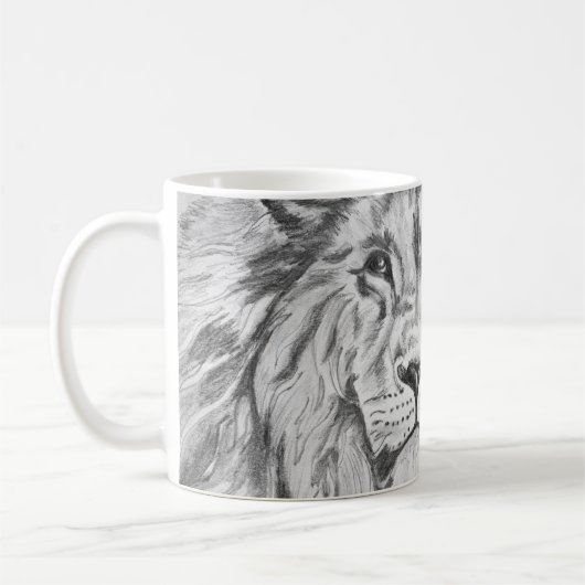 Original Pencil sketch Drawing of a Lion Kaffeetasse (Links)