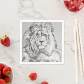 Original Pencil sketch Drawing of a Lion Serviette (Beispiel)