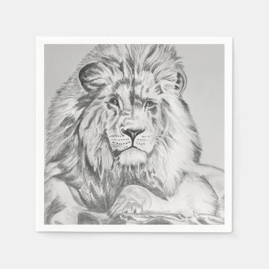 Original Pencil sketch Drawing of a Lion Serviette (Vorderseite)