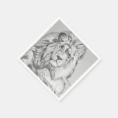 Original Pencil sketch Drawing of a Lion Serviette (Ecke)