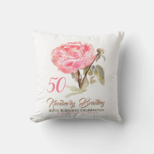 Original Peony 1 Wasserfarben 50. Geburtstag SqP Kissen