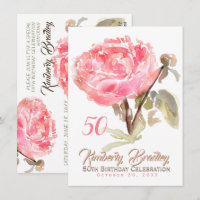 Original Peony Wasserfarben 50. Geburtstagsparty F