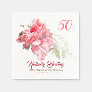 Original Peony Wasserfarben 50. Geburtstagsparty P Serviette