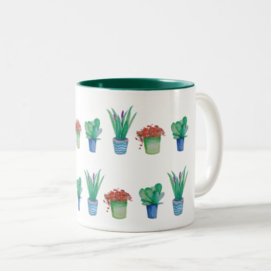 Original Pflanze Design Muster 1 Zweifarbige Tasse (VorderseiteRechts)