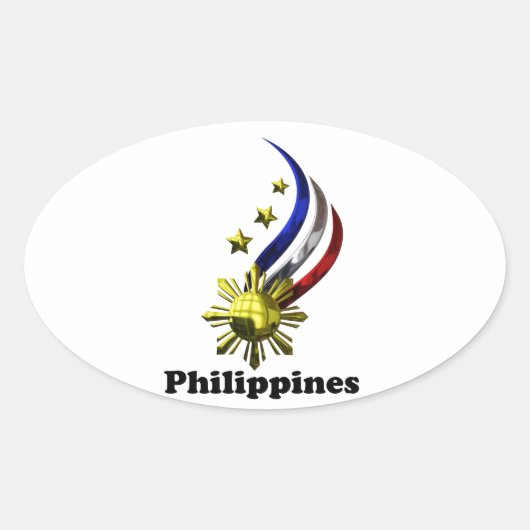 Original philippinisches Logo. Mabuhay Pilipinas ! Ovaler Aufkleber (Vorderseite)