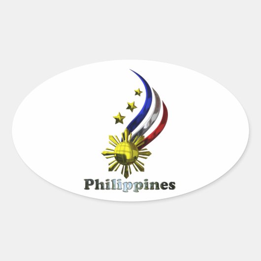 Original philippinisches Logo. Mabuhay Pilipinas ! Ovaler Aufkleber (Vorderseite)