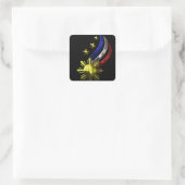 Original philippinisches Logo. Mabuhay Pilipinas ! Quadratischer Aufkleber (Tasche)