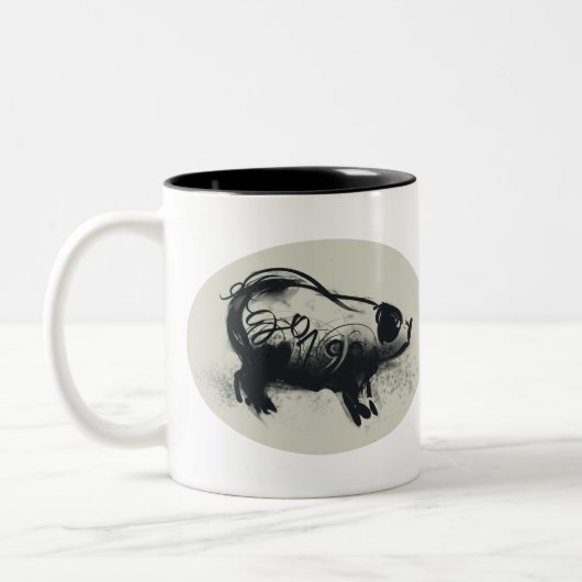 Original Pig Zeichnend 2019 Zweifarbige Tasse (Links)