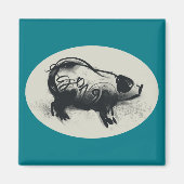 Original Pig Zeichnend mit 2019 Square Magnet (Vorne)