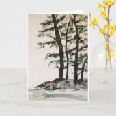 Original Pine Tree Art auf leerer Karte (Gelbe Blume)