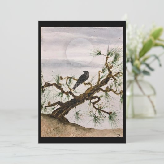 Original Pine Tree und Crow auf leerer Karte (Stehend Vorderseite)