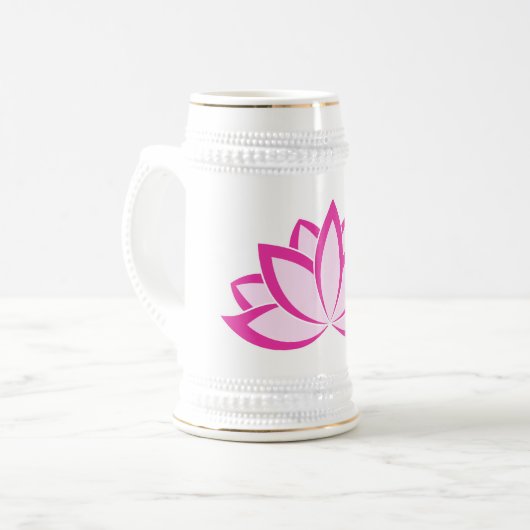 Original Pink Buddhist Symbol Lotus Blume Bierglas (Vorderseite Links)