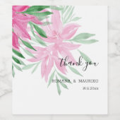 Original Pink Floral Wasserfarbe Handgemalt Weinetikett (Einzelnes Label)