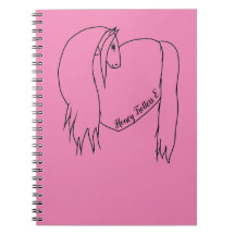 Original Pink Horse Heart Spiral Notebook
