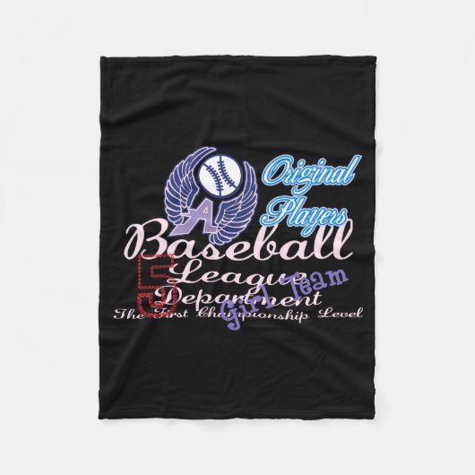 Original Player Baseball Mädchen Team T-Shirt Fleecedecke (Vorderseite)