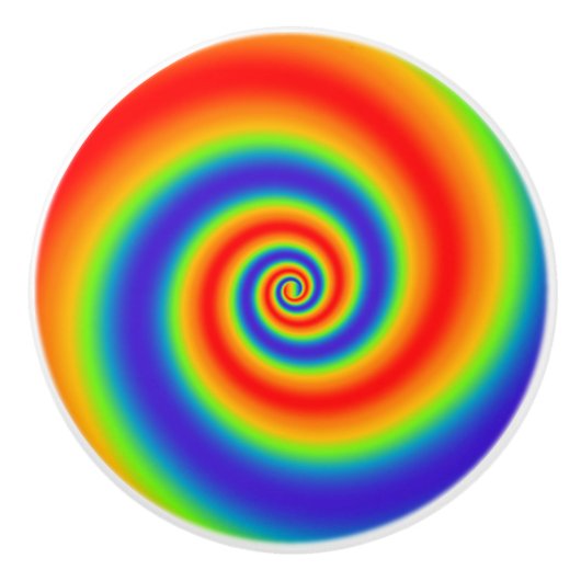 Original Rainbow Gradient farbenfroher Spiraleffek Keramikknauf (Vorderseite)