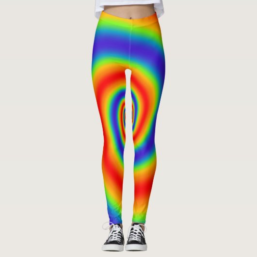 Original Rainbow Gradient farbenfroher Spiraleffek Leggings (Vorderseite)