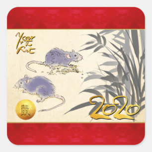 Original Rats Bamboo Malerei 2020 Sq Aufkleber