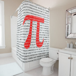 Original red number pi day mathematical symbol duschvorhang