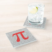 Original red number pi day mathematical symbol glasuntersetzer (Schrägansicht)