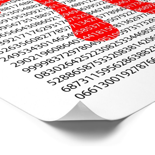 Original red number pi day mathematical symbol poster (Ecke)