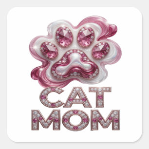 Original Rosa CAT MOM Geschenk Aufkleber