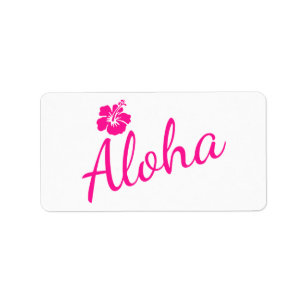 Original Rosa Textentwurf ALOHA und Blume Adressaufkleber