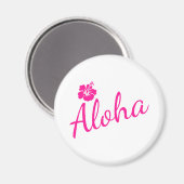 Original Rosa Textentwurf ALOHA und Blume Magnet (Vorderseite/Rückseite)