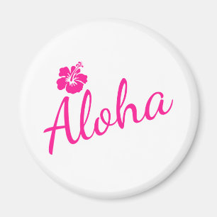 Original Rosa Textentwurf ALOHA und Blume Magnet