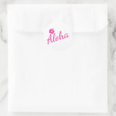 Original Rosa Textentwurf ALOHA und Blume Runder Aufkleber (Tasche)