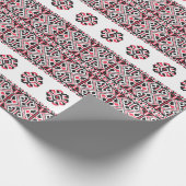 Original Rot und Schwarz Kreuzstich Muster Geschenkpapier (Ecke)