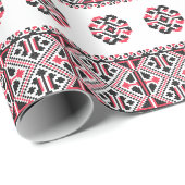 Original Rot und Schwarz Kreuzstich Muster Geschenkpapier (Rolleneckpunkt)