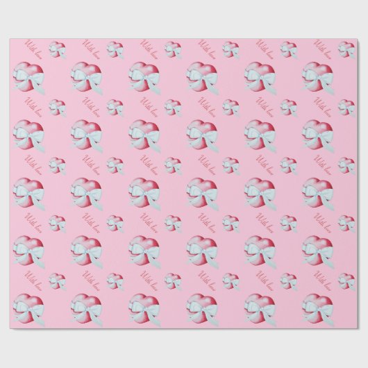 Original rote Herzen verbunden mit weißem Bogen ro Geschenkpapier (Flach)