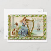 Original Saint Patrick's Day Harfe & Lady Postkarte (Vorne/Hinten)