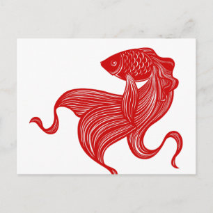 Original Schere-Cut Goldfish Postkarte
