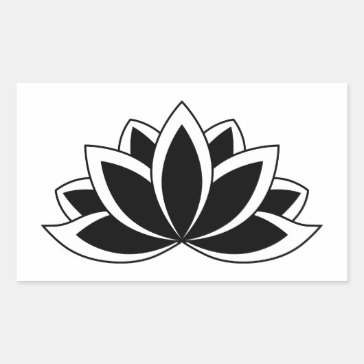 Original Schwarz-weiße buddhistische Symbol Lotus Rechteckiger Aufkleber (Vorderseite)