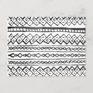 Original Schwarzes Aquarellmuster Postkarte