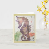 Original Seepferd Art auf leerer Karte (Gelbe Blume)