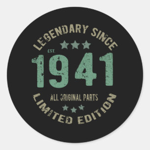 Original seit 1941 Vintage-Legende Geburtstagsgesc Runder Aufkleber
