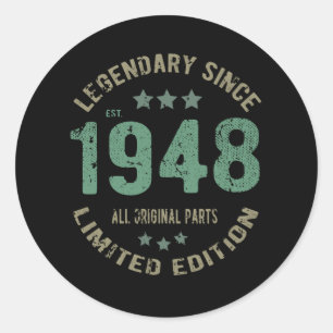 Original seit 1948 Vintage-Legende Geburtstagsgesc Runder Aufkleber