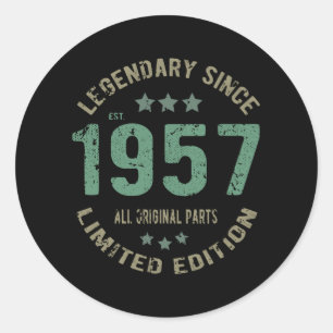 Original seit 1957 Vintage-Legende Geburtstagsgesc Runder Aufkleber